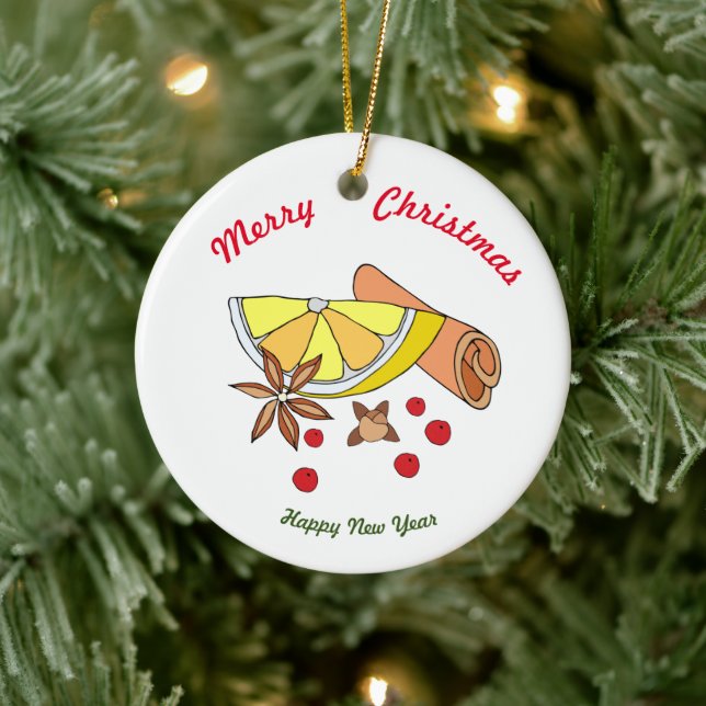 Ornamento De Cerâmica Feliz ano novo de Natal Merry Ornament (Árvore)