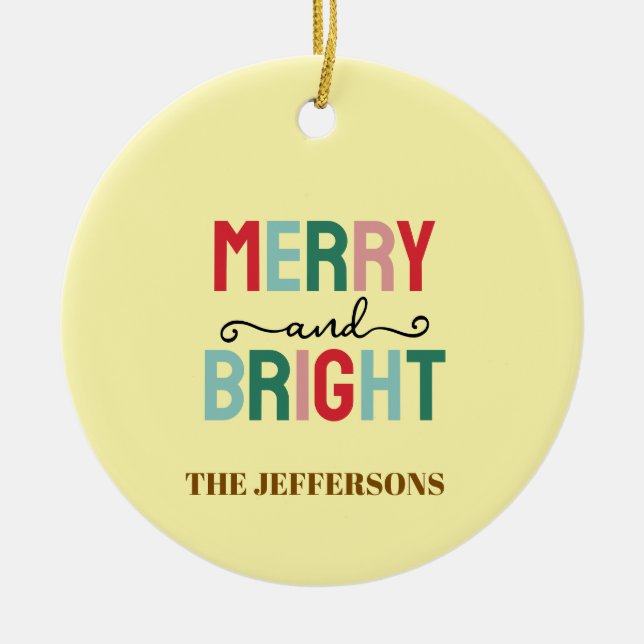 Ornamento De Cerâmica Feliz Ano Novo Natal Alegre Família (Frente)