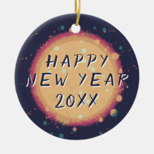Ornamento De Cerâmica Feliz ano novo Planeta Abstrato Moderno 2023