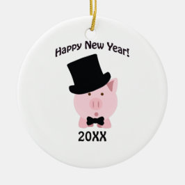 Ornamento De Cerâmica Feliz ano novo! Porco de Porteiro