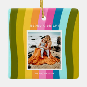 Ornamento De Cerâmica Feliz Arco-íris Moderna e Vertical Brilhante