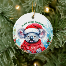 Ornamento De Cerâmica Feliz Aussie Christmas Koala