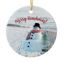 Feliz Beachmas Snowy Sandy Snowman -