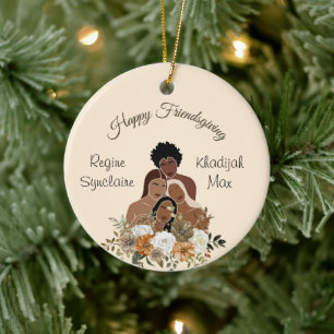 Ornamento De Cerâmica Feliz Boho Friendsgiving Flor Amigas Melhor Amiga