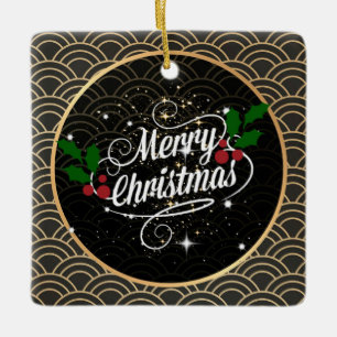 Ornamento De Cerâmica Feliz brilho de Natal e reluz,