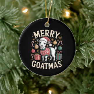 Ornamento De Cerâmica Feliz Cabra Natalícia Gorro de Natal de Cabra Suét