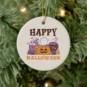 Ornamento De Cerâmica Feliz Café Halloween Breve