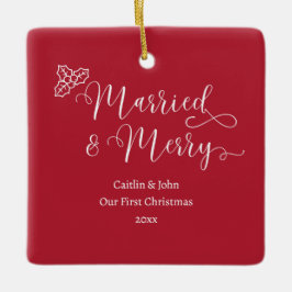 Ornamento De Cerâmica Feliz Casada Personalizada 1rua Natal Novamente Ve