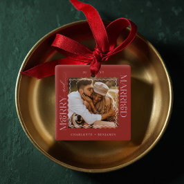 Ornamento De Cerâmica Feliz & Casado com a manutenção mínima de fotos on