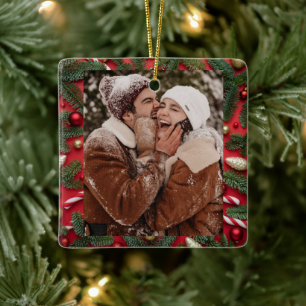 Ornamento De Cerâmica Feliz Casal CLIENTE Canais Verdes de Natal