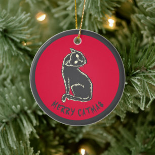 Ornamento De Cerâmica Feliz Catmas assustador Natal