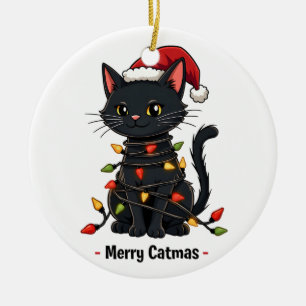 Ornamento De Cerâmica Feliz Catmas Engraçado Natal Felino, Pão de Gato