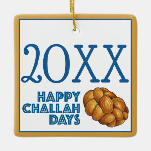 Ornamento De Cerâmica Feliz Challah Days Hanukkah Jewish Holiday Bread