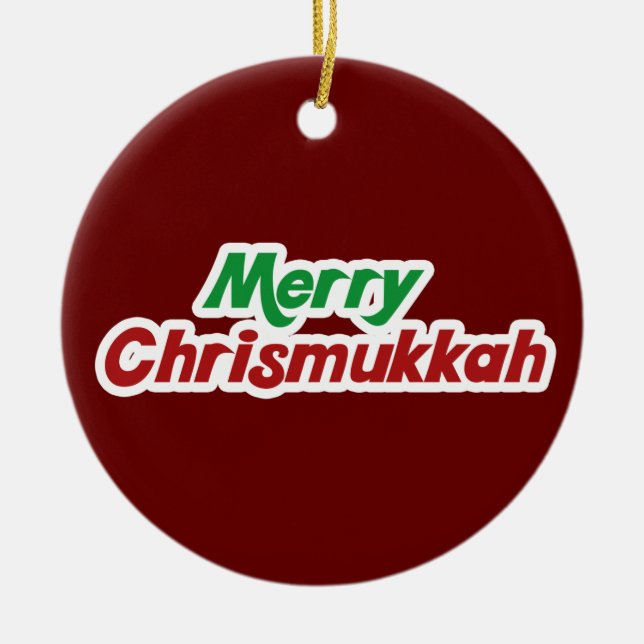Ornamento De Cerâmica Feliz Chrismukkah (Frente)