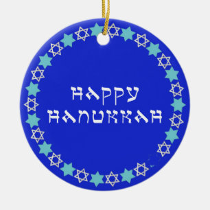 Ornamento De Cerâmica Feliz Círculo em Estrela de Hanukkah