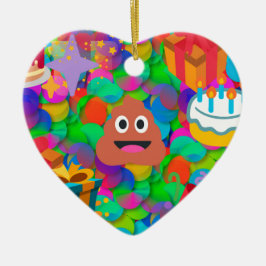 Ornamento De Cerâmica feliz cocô de aniversário emoji