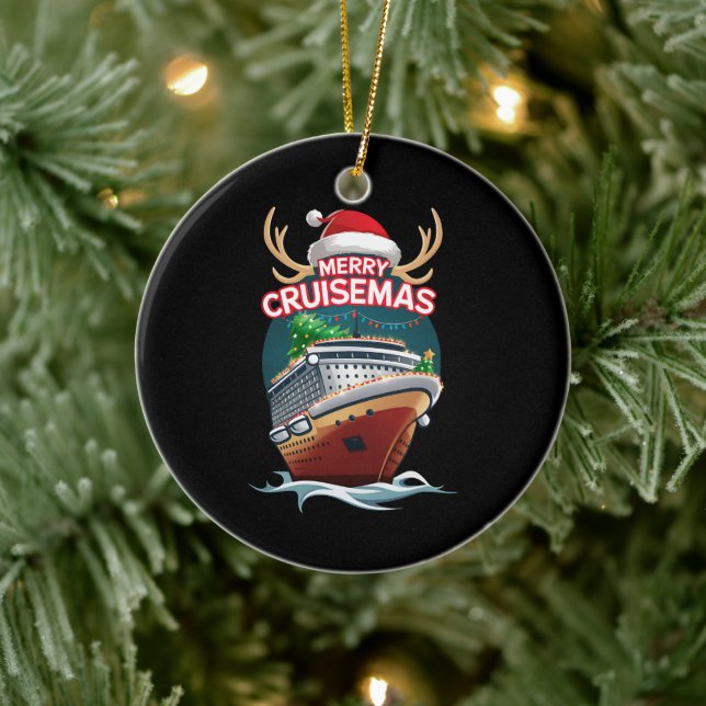 Ornamento De Cerâmica Feliz Cruisemas Cruise Ship Family Christmas Funny (Árvore)