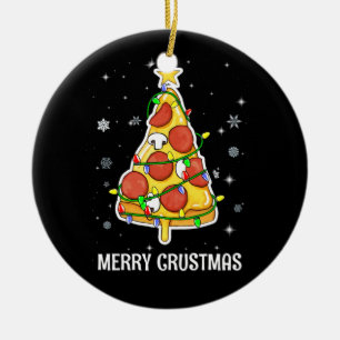 Ornamento De Cerâmica Feliz Crustmas Pizza Árvore de Natal Presentes Xm