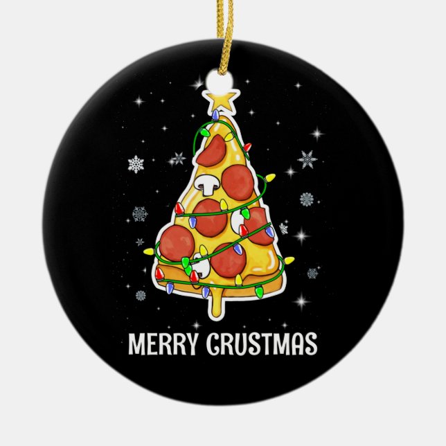 Ornamento De Cerâmica Feliz Crustmas Pizza Árvore de Natal Presentes Xma (Frente)