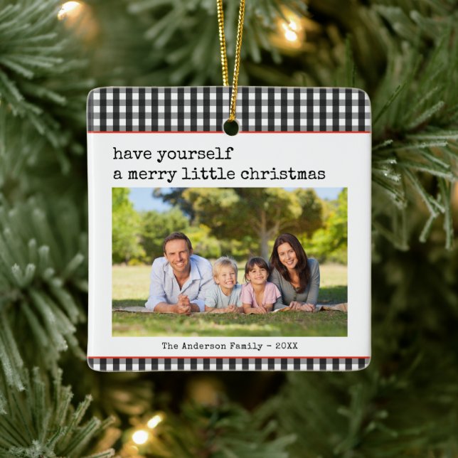 Ornamento De Cerâmica Feliz de Máquina Moderna Foto de Natal (Árvore)