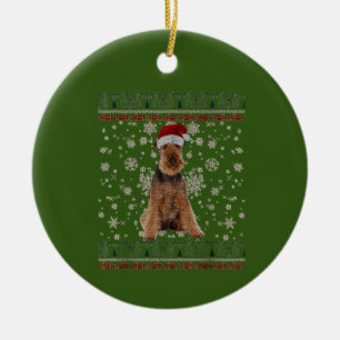 Ornamento De Cerâmica Feliz de Natal Feia de Airedale Terrier Dog Xmas