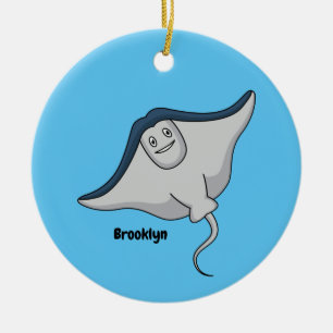 Ornamento De Cerâmica Feliz desenho animado de peixes-raia