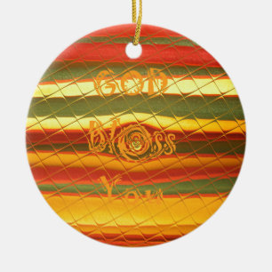 Ornamento De Cerâmica Feliz Deus abençoe de Natal Você Cores Design