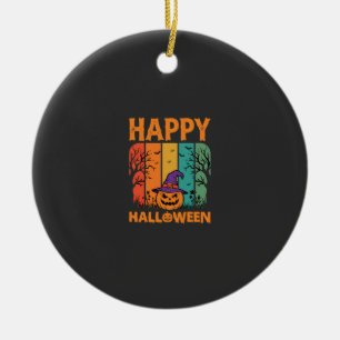 Ornamento De Cerâmica Feliz Dia das Bruxas Abóbora Vetor Vintage