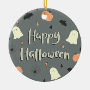 Ornamento De Cerâmica Feliz Dia das Bruxas Bonito e Louco