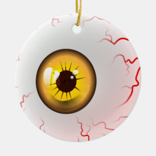 Ornamento De Cerâmica Feliz Dia das Bruxas! Olhal Amarelo Spooky