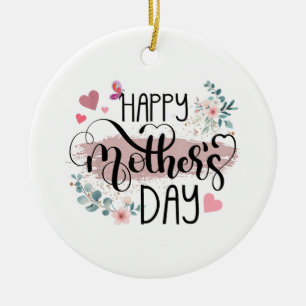 Ornamento De Cerâmica Feliz Dia das Mães 2025 Floral Fofo para Mulheres