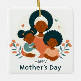 Ornamento De Cerâmica Feliz Dia das Mães - O Abraço Carinhoso de uma Mãe