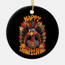 Ornamento De Cerâmica Feliz Dia de Ação de Graças Peru Família Outono