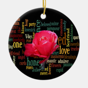 Ornamento De Cerâmica Feliz dia de os namorados com Rosas vermelhas Eleg