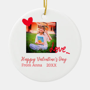 Ornamento De Cerâmica Feliz dia de os namorados de amor de coração verme