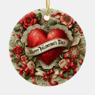 Ornamento De Cerâmica Feliz Dia dos Namorados