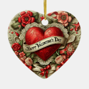 Ornamento De Cerâmica Feliz Dia dos Namorados