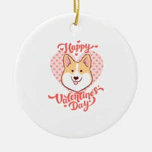 Ornamento De Cerâmica Feliz Dia dos Namorados Cachorro