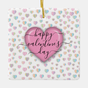 Ornamento De Cerâmica Feliz Dia dos Namorados Minimalista