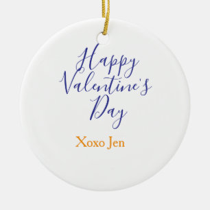 Ornamento De Cerâmica Feliz dia dos namorados rosa roxo xoxo amor nome c
