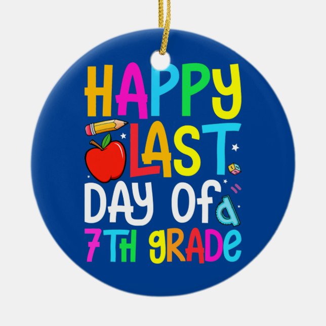 Ornamento De Cerâmica Feliz Dia Passado De Professora De Graduação Do 7 (Frente)