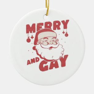 Ornamento De Cerâmica Feliz e Alegre Natal LGBTQ Diversão e Orgulho