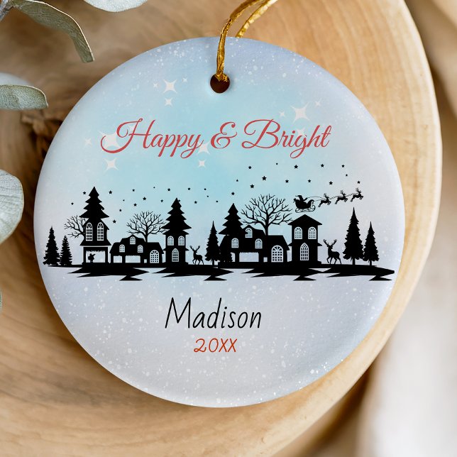 Ornamento De Cerâmica Feliz e brilhante papais noeis de Natal (Criador carregado)