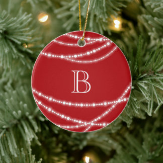 Ornamento De Cerâmica Feliz E Brilho Espalham Monograma Foto De Natal