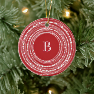 Ornamento De Cerâmica Feliz E Brilho Espalham Monograma Foto De Natal