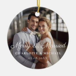 Ornamento De Cerâmica Feliz e casado! Elegante, Simpel, Foto