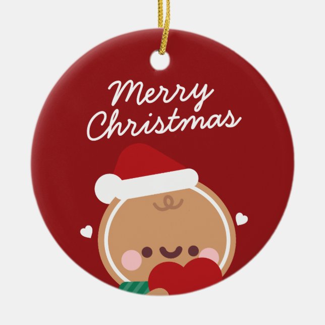 Ornamento De Cerâmica Feliz e Simples Feliz Natal (Frente)