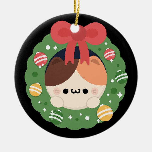 Ornamento De Cerâmica Feliz e Simples Feliz Natal (Frente)