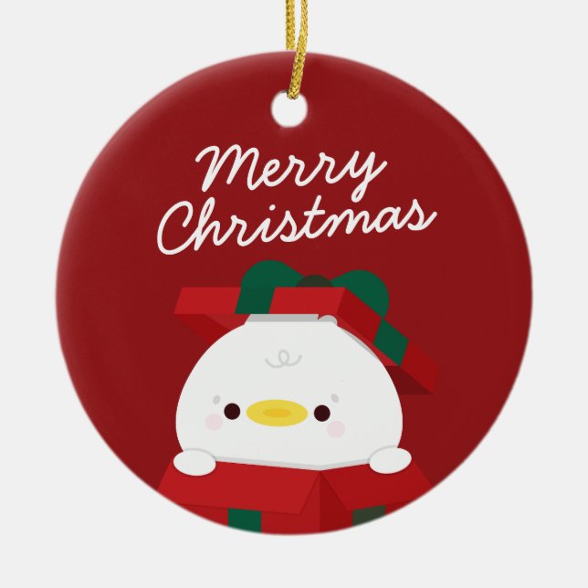 Ornamento De Cerâmica Feliz e Simples Feliz Natal (Frente)