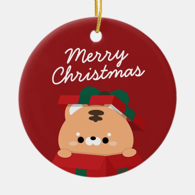 Ornamento De Cerâmica Feliz e Simples Feliz Natal (Frente)